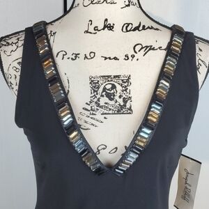 Joseph Ribkoff- Womens Black Double V Beaded Evening Dress Stunning! Sz.10